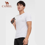 駱駝（CAMEL） 運(yùn)動(dòng)短袖T恤春夏情侶款寬松透氣休閑跑步健身運(yùn)動(dòng)上衣 6002，白色，男 3XL