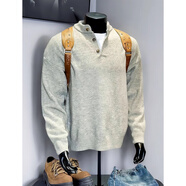 執琴之手毛衣男秋冬季寬松加絨加厚針織衫男青少年大碼學(xué)生內搭男毛線(xiàn)衣潮 M19121灰 L