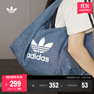 adidas「云朵包」牛仔風(fēng)大容量運動挎包女子阿迪達(dá)斯官方三葉草 制服藍(lán) NS