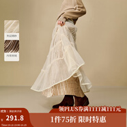 茵曼2025秋冬女裝新款重工網(wǎng)紗拼接絲絨蛋糕裙浪漫寬松A字半身裙  水卡其 S