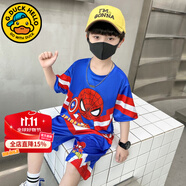 G.DUCKKIDS童裝男童夏裝套裝時髦蜘蛛俠衣服兒童夏季套裝卡通短袖兩件套男孩 藍色 110 建議身高100-110cm年齡4-5