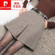 皮爾卡丹（pierre cardin）毛呢短褲女秋冬外穿冬天高腰冬季a字闊腿咖色西裝加厚打底五分褲 咖色 不帶腰帶 2XL /30【建議125135】