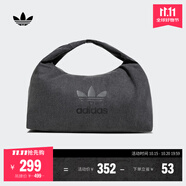 adidas「云朵包」牛仔風(fēng)大容量運動挎包女子阿迪達(dá)斯官方三葉草 黑色 NS