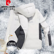 皮爾卡丹（pierre cardin）羽絨服男冬季新款白鴨絨防寒保暖男裝短款三防連帽外套大碼上衣服 2166米白色 XL