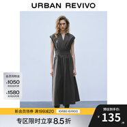 UR2025春季新款女裝簡約V領(lǐng)打攬收腰無袖連衣裙UYY750004 深灰 (袖口偏大) M