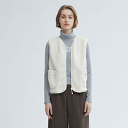 北歐時(shí)刻彷羊羔毛馬夾外套女2025春季新款米白色短款馬甲背心上衣 米白 S S