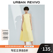 UR2025春季新款女裝法式氣質(zhì)后拉鏈收腰無(wú)袖連衣裙UWM750031 米黃 XL