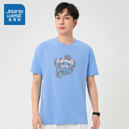 真維斯（Jeanswest）秋季新款純棉針織上衣印花男士短袖T恤XC 淺藍(lán)2511 XL 185/104A