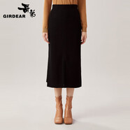 哥弟（GIRDEAR）女裝中長(zhǎng)款開(kāi)叉羊毛魚(yú)尾半身裙1200232 黑 M (3碼)