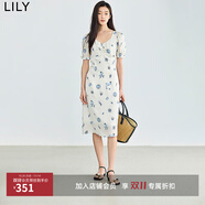 LILY法式茶歇度假長裙氣質(zhì)顯瘦海洋風(fēng)印花短袖連衣裙 716淺卡其 L
