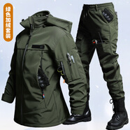 WODEPUS KISS秋冬季防風(fēng)戶(hù)外摩托車(chē)騎行服套裝沖鋒衣加絨機車(chē)賽車(chē)男女防水耐磨 X加絨防水款 軍綠色 175(135-150斤)