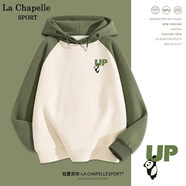 La Chapelle Sport拉夏貝爾連帽衛(wèi)衣女春季潮流印花休閑百搭寬松大版撞色插肩外套女 棕櫚綠(步步高升胸標(biāo)) S /160(推薦85-100斤)