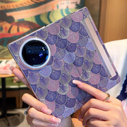 羽唐適用于vivoxfold3手機殼高端花紋藍vivoxfold3pro磁吸翻蓋皮套奢華新款vivo xfold3保護套閨蜜 開屏紫 VIVOXFold3