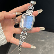 蕾匯嘉貓頭鷹適用apple watch s10表帶金屬蘋(píng)果手表s9保護殼套iWatch鑲鉆s8/s7/s6腕帶iPhone手表配件  4 貓頭鷹鑲鉆款表帶-銀色單表帶 40mm適用iwatch4/5/
