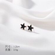 DRJEFUN黑色中性鈦鋼羅馬耳釘女氣質(zhì)韓國簡約精致冷淡風耳 白色 9243黑鉆五角星