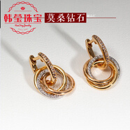 胖東來(lái)同款鉆石耳圈18k進(jìn)口技術(shù)莫桑三環(huán)耳環(huán)18K玫瑰金環(huán)環(huán)相扣耳 18K玫瑰金耳墜【一對】