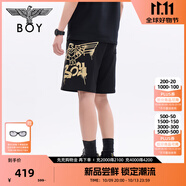 BOY LONDON春夏男女同款經(jīng)典老鷹燙金百搭潮牌短褲N14800 黑色 M