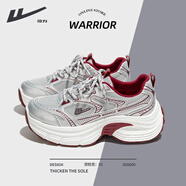 回力（Warrior）女鞋老爹鞋女夏季新款厚底小個子增高鞋子韓版學生百搭休閑運動鞋 銀灰紅【5cm輕便厚底】 37