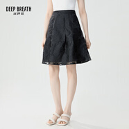 深呼吸DEEP BREATH女裝時(shí)尚蕾絲刺繡高腰半身短裙A200267 黑 XS (1碼)