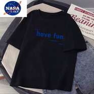 NASALIKE白色男士t恤短袖2024新款夏季港風(fēng)潮流情侶裝半袖體恤寬松上衣服 【have fun.】黑色 M 85-105斤