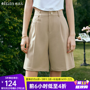 Olrain歐芮兒卡其色休閑褲女夏季新款通勤百搭短褲 卡其色 S