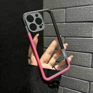 QZGY【無背板軟邊框】鏤空透氣散熱撞色硅膠iPhone15promax手機(jī)殼12適用13蘋果14promax保護(hù)套11防摔pl 黑紅【撞色邊框精孔無背板】 iPhone 6s