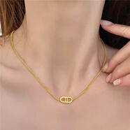 翡宇鍍24K黃金輕奢豬鼻子項鏈女款顯氣質(zhì)雙D字母套鏈百搭鎖骨鏈首雙D