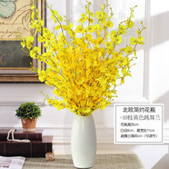 迷.妝茶幾花 仿真花藝北歐風(fēng)盆栽INS裝飾假花餐桌家居擺件客廳套裝桌花 北歐簡(jiǎn)約花瓶+10支跳舞蘭長(cháng)款
