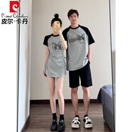 皮爾卡丹純棉情侶裝夏季短袖t恤2024新款一裙一衣連衣包臀裙高級(jí)感套裝 【純棉一衣一裙】男灰色+女灰色 男L+女M