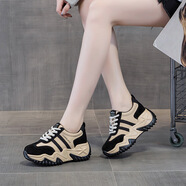 SHEZHOU老爹鞋女2025夏季新款網(wǎng)面透氣厚底德訓(xùn)鞋女鞋百搭運動休閑阿甘鞋 黑色【單里款】 38