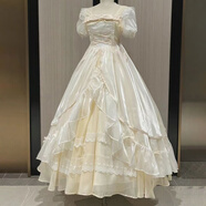 氧家嗚呼大裙子lolita飛行日記大花嫁成人禮服公主裙洛麗塔長裙生日女 生成色單裙子 M