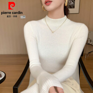 皮爾卡丹（pierre cardin）軟糯半高領(lǐng)毛衣女針織衫長袖秋冬超保暖雙層領(lǐng)修身打底衫緊身內(nèi)搭 白色 2XL