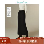 茵曼（INMAN）開叉直筒包臀半身裙2025春秋季女裝新款優(yōu)雅顯瘦針織一步裙 黑色 L