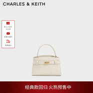 CHARLES&KEITH鱷魚紋凱莉包手提斜挎婚包包女包生日禮物CK2-50270880-1 Ivory象牙色 S