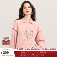 兩三事休閑長(cháng)袖襯衫女2024秋冬款女款寬松上衣內搭純棉襯衣花繪集 灰粉色 L