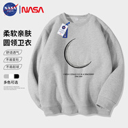 NASA GISS官方潮牌衛(wèi)衣男秋季潮流印花寬松圓領(lǐng)百搭套頭外套男 花灰 XL