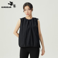 哥弟（GIRDEAR）女裝花苞設(shè)計(jì)褶皺肌理背心半身裙套裝女1300977 1200377 經(jīng)典黑-上衣 M (3碼)
