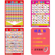 寶寶早教啟蒙認知掛圖0-1-2-3-5歲嬰幼兒童拼音識字卡片無(wú)聲墻貼 精選3張(F套餐 送雙面膠)