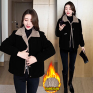 現(xiàn)寶蓮加絨加厚派克服女2024冬季時尚棉服中年媽媽棉襖小個子短外套 字母黑色【好質(zhì)量 加絨款】 M【建議100斤以內(nèi)】