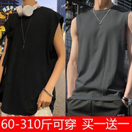 佐尚鳥(niǎo)tx恤背心男短袖夏季新款運動(dòng)健身無(wú)袖坎肩百搭速干 黑色+深灰 2XL-建議130-145斤左右