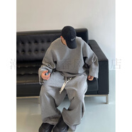 美式秋季復古oversize寬松廓形慵懶圓領(lǐng)灰色運動(dòng)衛衣套裝男INS潮 淺灰色 【高質(zhì)量】 3XL