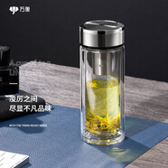 萬(wàn)象（WANXIANG）雙層玻璃杯大容量高顏值簡(jiǎn)約商務(wù)泡茶杯帶蓋高硼硅玻璃杯車(chē)載便攜 V49RL-鈦銀色 480ml
