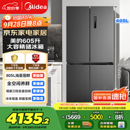美的（Midea）635超大容量十字雙開(kāi)門(mén)四開(kāi)門(mén)一級能效節能雙變頻風(fēng)冷無(wú)霜國家補貼以舊換新智能電冰箱MR-635WSPZE