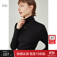 范思藍恩范思藍恩204303半高領打底衫女秋冬百搭修身針織上衣緊身內搭毛衣 黑色（高領）  S