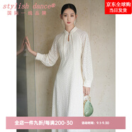stylish dance奢侈高檔品牌初蟬新中式國風(fēng)女裝秋冬2025新款收腰顯瘦鏤空蕾絲氣 白色 S (現貨)