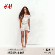 H&M女裝2025年秋季新款連衣裙垂墜感露肩連身裙1278026 白色 S 160/88