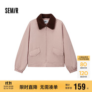 森馬（Semir）外套女oversize插肩袖仿羊羔毛毛領(lǐng)冬季2024夾棉夾克109724108016