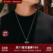 銘揚飾海 【可刻字】925純銀天使之翼項鏈男士潮十字架吊墜生日禮物送男友 【惡魔之翼】純銀吊墜+鋼鏈-60cm