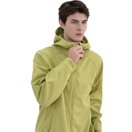 恩尚愛思【鳥家同款】25年新秋冬情侶防潑水保暖芙蓉格軟殼連帽沖鋒衣外套 青果綠 XS 【90-105斤】