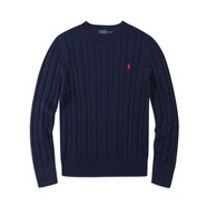 POLO SPORT RALPH LAUREN拉夫勞倫羊毛衫男秋冬季男士毛衣套頭長(zhǎng)袖針織衫保羅打底衫 藏青色 L 建議140-145斤